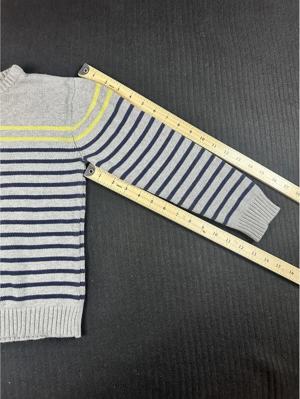 🧵✨ Boys Gray Striped Sweater, Sz Small(5-6), Gymboree, Crew 100% Cotton 🧵✨